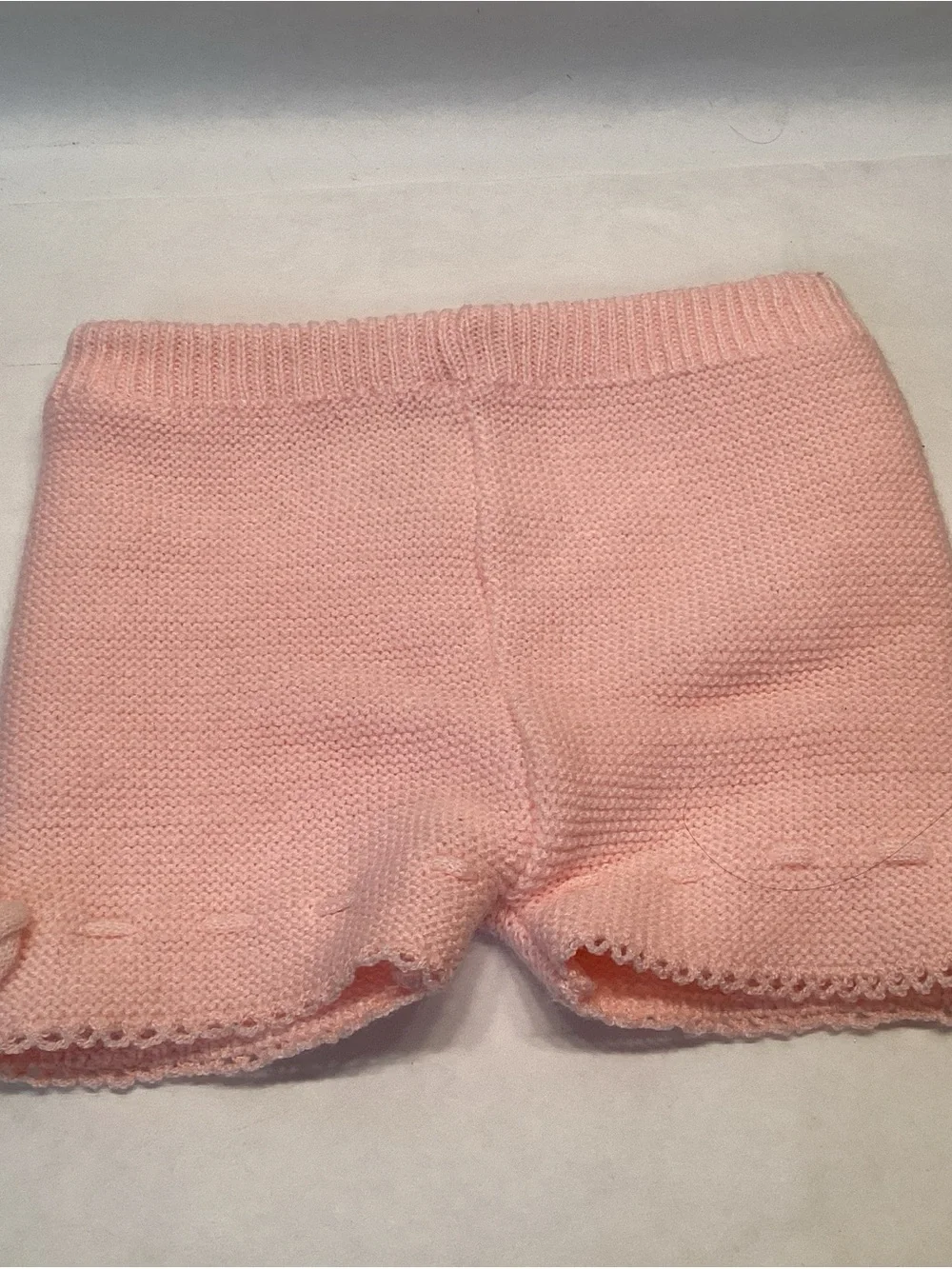 Vintage 2 Pc Outfit Baby Girls Pink Knit Dress & Bloomers Size 6 - 9 Months